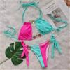 Bikini Donna Due Pezzi Triangolo Mini Tanga Sgambato Rosa Verde Gioiello AB77E