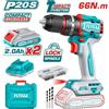 Total TRAPANO AVVITATORE A PERCUSSIONE 2 BATTERIE DA 2Ah 66Nm + 47 ACCESSORI TOTAL