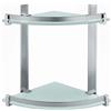GEDY Cloud Portaoggetti doccia satinato angolare, 2 ripiani, Misure: 30X26X26 CM, Portaoggetti bagno in alluminio e vetro temperato, Fissabile con colla, Design R&S Gedy, 2 anni di garanzia