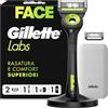 Gillette LABS RASOIO UOMO, con 2 LAMETTE DA BARBA di Ricambio, Base Magnetica e BARRA INTEGRATA Elimina Impurità Pelle, Rasatura Facile, Comfort Ottimale, CUSTODIA DA VIAGGIO, Nero e Verde,Idea Regalo