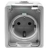 Blendend Base impermeabile tipo schuko, IP65, 16 A, 250 V, ideale per esterni e ambienti umidi, fornisce una connessione elettrica sicura.