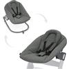 hauck Alpha Bouncer Premium, Grigio Scuro - Sdraietta Neonati Compatibile con Seggiolone Pappa Alpha+ e Beta+ - dalla Nascita fino a 9 kg - con Cintura a 5 Punti, Schienale Regolabile e Poggiatesta