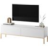 LBSIGN Mobile TV Da Terra 150 Cm 2 Ante Bianco Piedini Oro Lume