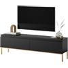 LBSIGN Mobile TV Da Terra 150 Cm 2 Ante Nero Piedini Oro Lume