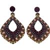 Orecchini Donna Pendenti 8.3 cm Boho Hippie Viola Colorato Goccia Lunghi ABF462