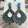 Orecchini Donna Pendenti 8.3 cm Boho Hippie Blu Colorato Goccia Lunghi ABF462