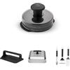 Weber Pressa per Hamburger, Negro, 6400 + Pressa per Hamburger per Piastra Grill, 6785 + Cúpula Fundidora/Campana para Planchas/Parrillas + Set di Strumenti per Piastre Portatili, 3400074