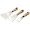 PARENCE.- Set di 3 spatole fai-da-te - Manico in acciaio al carbonio e legno | Spatola per intonacare, intonacare, lisciare e sverniciare - 3 pezzi