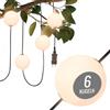 8 seasons Glowing Elegance - Catena luminosa a LED per esterni, 5,5 m, 6 sfere bianche (10 cm D), luce bianca calda, resistente alle intemperie, con spina, espandibile, per giardino, balcone