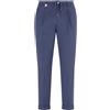 Barbati - Pantalone blu Gregory in misto lana con pence e coulisse per uomo
