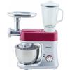 H.Koenig Winkel RX80, Robot da cucina con ciotola in acciaio Inox da 4 litri, tritacarne e contenitore per frullati, 650 W di potenza, 6 livelli di velocità, colore: Rosso