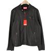 Diesel L-Metalo Uomo Giacca 56 Nero pelle di Pecora IN Intero Zip Logo Rrp €795