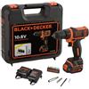 BLACK&DECKER Trapano Avvitatore a Batteria BLACK DECKER + Batteria Litio + carica + Valigetta