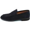 Angela Barba Mocassini da uomo in pelle camoscio blu college casual eleganti made in italy