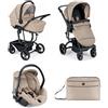 Cam Taski Sport Passeggino Trio 0-22 Kg Carrozzina Seggiolino Auto i-Size Beige Cam