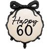 Subitodisponibile Palloncino foil mylar tondo 45 cm con FIOCCO NERO numero 60 Compleanno 1EY1
