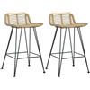 vidaXL Sedie da Bar 2 pz in Rattan Naturale