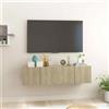 vidaXL Mobili Porta TV Sospesi 3 pz Rovere Sonoma 60x30x30 cm
