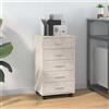 vidaXL Cassettiera con Ruote Grigio Cemento in Legno Multistrato