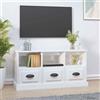 vidaXL Mobile Porta TV Bianco Lucido 100x35x50 cm in Legno Multistrato