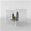 Designtrasparente Sgabello cm 40x40 in plexiglass trasparente con ripiano per doccia