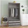 vidaXL Armadio Grigio Cemento 100x50x200 cm in Legno Multistrato