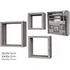 GENERAL TRADE SPA SET 3 MENSOLE CUBI DA PARETE IN LEGNO COLORE GRIGIO KIT DI FISSAGGIO INCLUSO