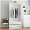 vidaXL Armadio Bianco Lucido 100x50x200 cm in Legno Multistrato