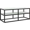 vidaXL Mobile Porta TV Nero con Vetro Marmo Bianco 100x40x40 cm