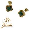 Oro 18kt Orecchini Quadrifoglio ORO 18KT con Malachite Verde Oro 18kt 750% List. 285€