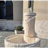 MONDO ARTISTICA FONTANA A COLONNA DA GIARDINO PER ESTERNO EFFETTO ROCCIA CON VASCA IN CEMENTO