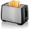 Cloer 3569 Tostapane King-Size per 2 Fette XXL, 1000 W, funzione toast-check, corpo in acciaio inossidabile con elementi in plastica nera