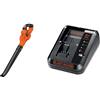 BLACK+DECKER GWC1820PCB-XJ Soffiatore 18V Litio Power Command, Velocità di soffiaggio 209 Km/h & Caricabatterie Litio Compatibile con tutte le batterie al Litio 18V e 54V
