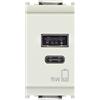 Vimar 30292.AC15B Linea Alimentatore USB 15 W 3 A 5 V per dispositivi elettronici, uscite USB A e USB C