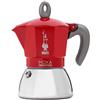 Bialetti Caffettiera Alluminio 2 Tazze MOKA INDUCTION Cromo e Rosso 0006942 NP
