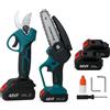 Kit Sega +Forbici Potatura 4 BATTERIE Forbice a Batteria+ Motosega da 6 Pollici