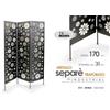GC SEPARè PARAVENTO DIVISORIO NERO 3 PANNELLI METALLO FIORI FLOREALE 116*4,5*h170cm