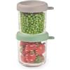 BÉABA - Set di 2 Contenitori Pappa, Vasetti in Vetro per la Conservazione, Porzioni Freezer Svezzamento, Neonati e Bambini, Scala Graduata Misurazione, Termoresistente, 250 ml, Verde salvia/Gazzella