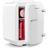 YASHE Mini frigo da camera, 4L frigorifero piccolo per la cura della pelle, 220V CA/12V CC, termoelettrico e scaldino per bevande, ufficio, dormitorio, auto, bianco