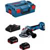Bosch Smerigliatrice Angolare BOSCH GWS 18V-8 125mm (2 x 5,0 Ah + GAL18V-40 + L-Boxx 1