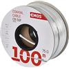EMOS Cavo antenna 100 m bianco coassiale satellitare TV CCTV tipo CB50F doppia schermatura TV cavo satellitare schermatura 75dB resistenza 75ohm