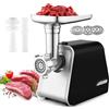 COOCHEER Tritacarne Elettrico 2000W Professionale, 3-IN-1 Tritacarne con 3 piastre di macinazione, Attacco per Salsiccia e Kubbe, Robot da Cucina per Carne, Salsiccia, Kebbe