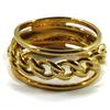 ANELLO ORO GIALLO 18K, A FASCIA, A 3 FILE (2 TUBI E UNA CATENA RIGIDA CENTRALE)