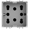 4Box 4B.G14.H21 Presa Multistandard 1 Schuko o 2 Bipasso Compatibile con Gewiss Chorus, 250 V, Argento