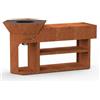 Barbecook Barbecue a legna Nestor Island braciere da esterno con plancha in acciaio corten, 190x55x100cm