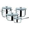 Lagostina Smart Set di Pentole Induzione Gas e Forno in Acciaio Inox 18/10 9 Pezzi Fondo