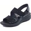 Enval Soft Sandali Enval Soft 7776800 vernice nera zeppa 4 cm Made in Italy