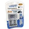 LEOVIN CARICABATTERIE 4 BATTERIE RICARICABILI PILE STILO MINISTILO CARICA BATTERIA 9V
