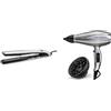 BaByliss ST595E Piastra Lisciante a Vapore Steam Lustre Styler, Liscio Effetto Balsamo, 5 Temperature & 6000E Asciugacapelli Digitale EC, Funzione Ionica, 2200W con Diffusore e Concentratore