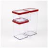 Rotho Loft - Set di 3 contenitori in plastica per uso alimentare (SAN), senza BPA, trasparente/rosso, 1 x 0,5 l + 1 x 1,5 l (21,2 x 11,4 x 23,5 cm)